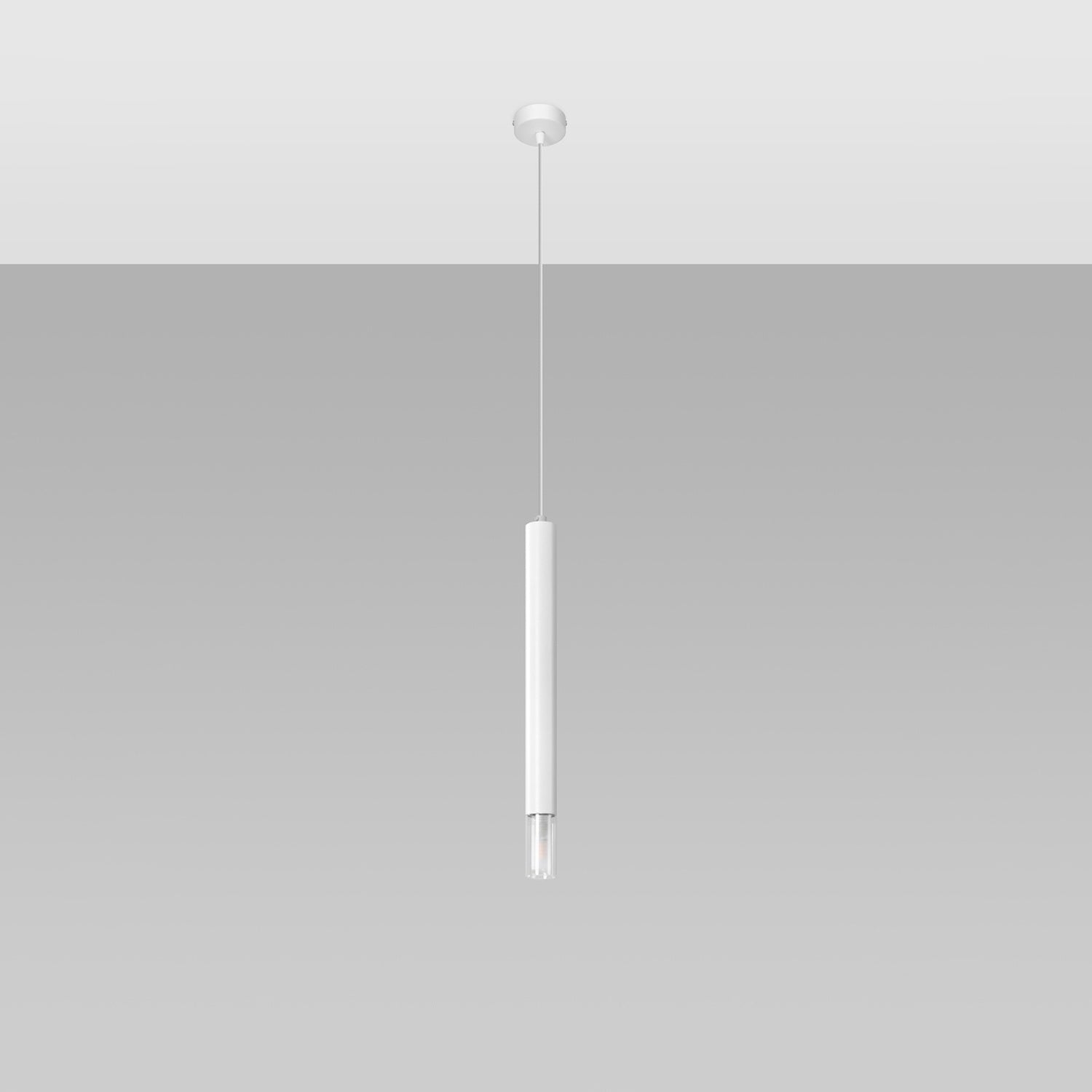 Suspension Wezyr 1 métal blanc, détail de l'embout en verre