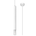 Suspension Wezyr 1 métal blanc, tube élancé à embout de verre