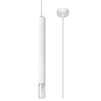 Suspension Wezyr 1 métal blanc, tube élancé à embout de verre