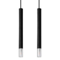 Suspension Wezyr 2 métal noir, tube élancé à embout de verre