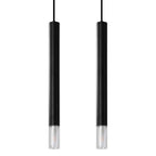 Suspension Wezyr 2 métal noir, tube élancé à embout de verre