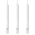 Suspension Wezyr 3 métal blanc, tube élancé à embout de verre