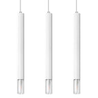 Suspension Wezyr 3 métal blanc, tube élancé à embout de verre