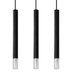 Suspension Wezyr 3 métal noir, tube élancé à embout de verre