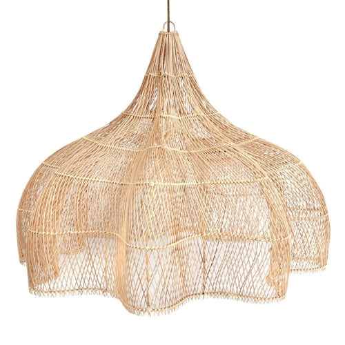 Abat-jour de suspension Whipped en rotin naturel 150 cm