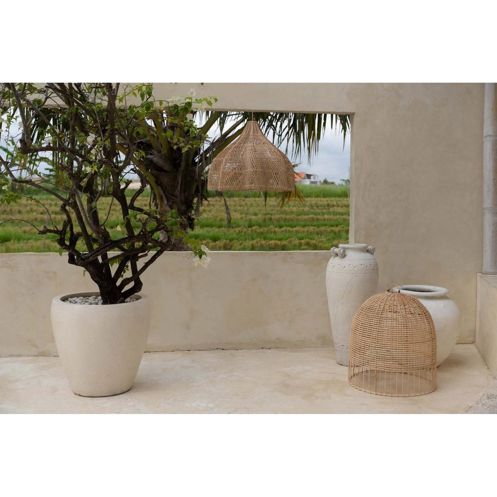 Abat-jour de suspension Whipped en rotin naturel 60 cm, vue 3