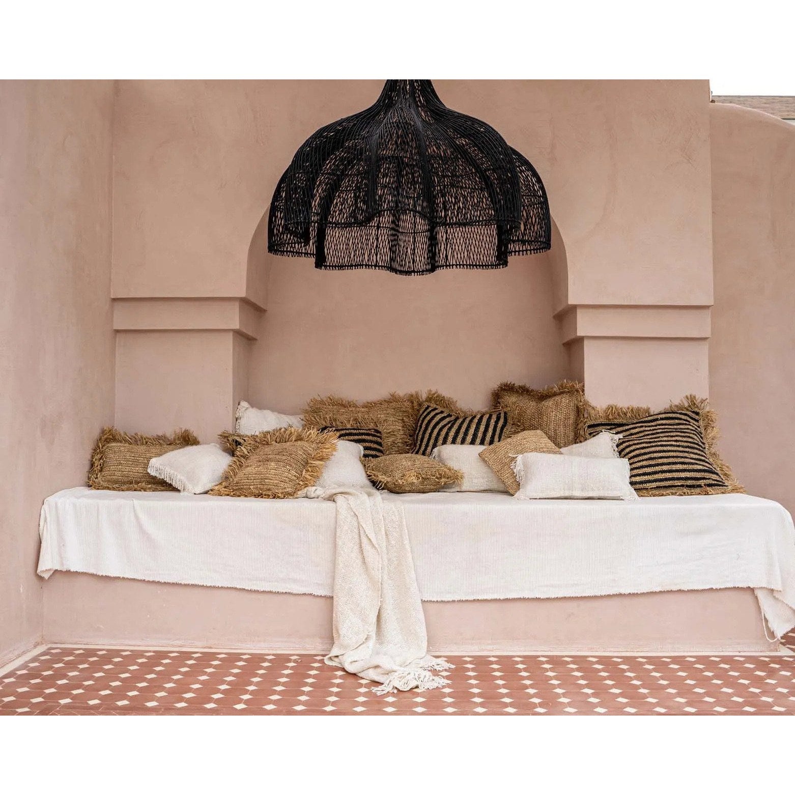 Abat-jour de suspension Whipped en rotin noir 110 cm, vue 3
