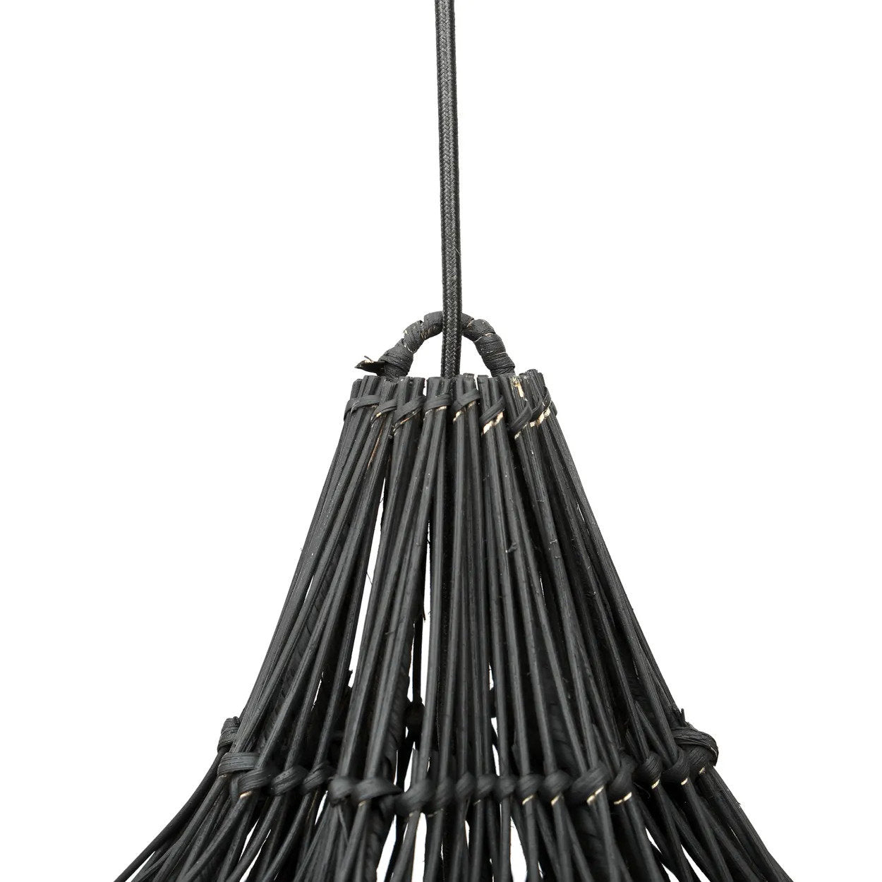 Abat-jour de suspension Whipped en rotin noir 110 cm, vue 4