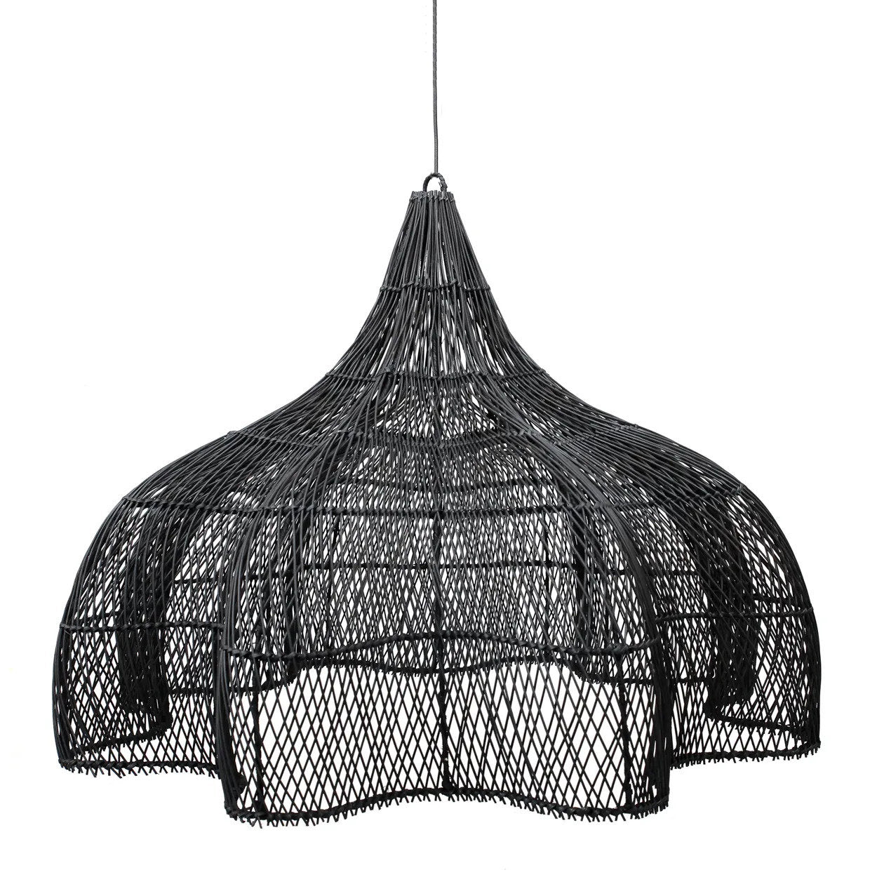 Abat-jour de suspension Whipped en rotin noir 110 cm, vue 5