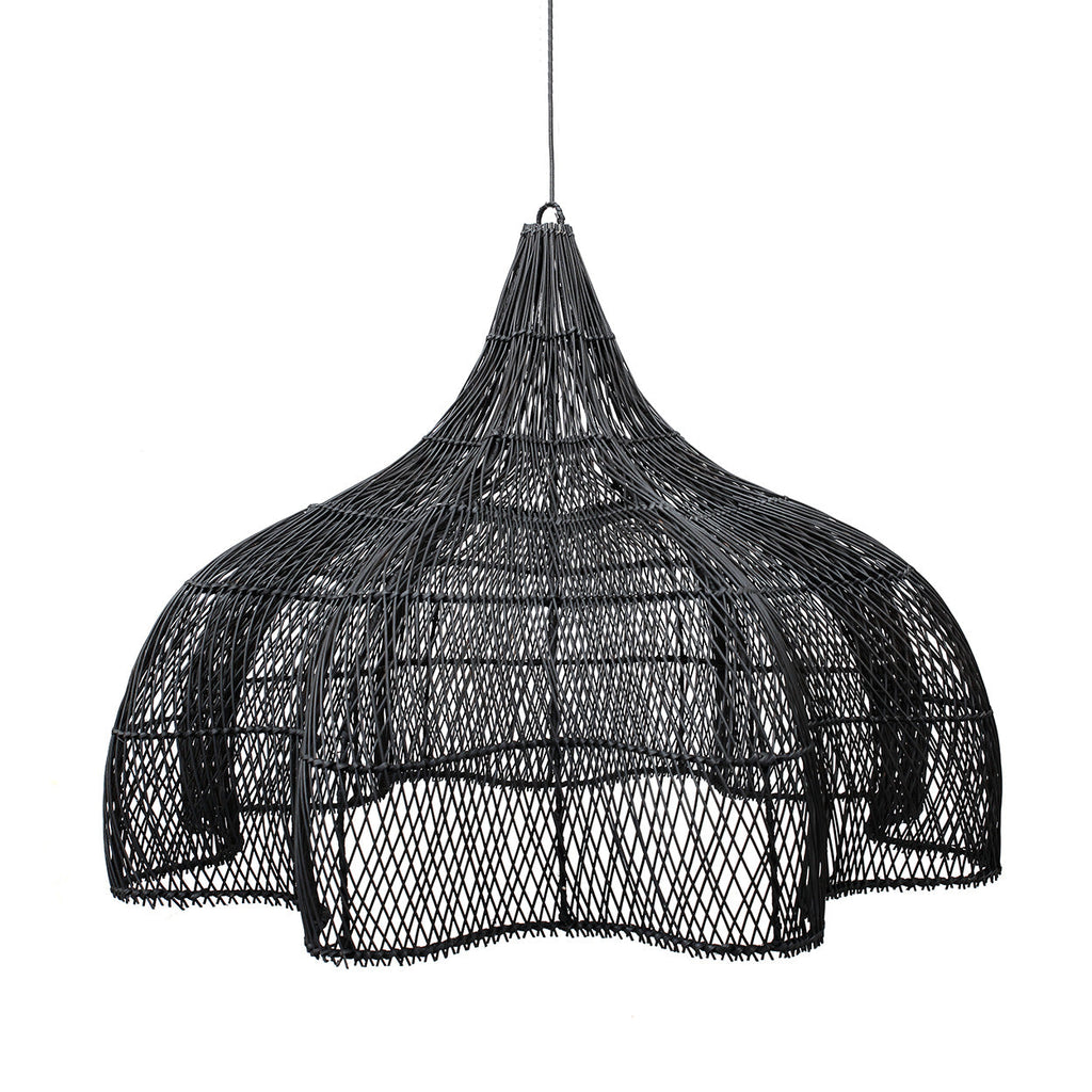 Abat-jour de suspension Whipped en rotin noir 110 cm
