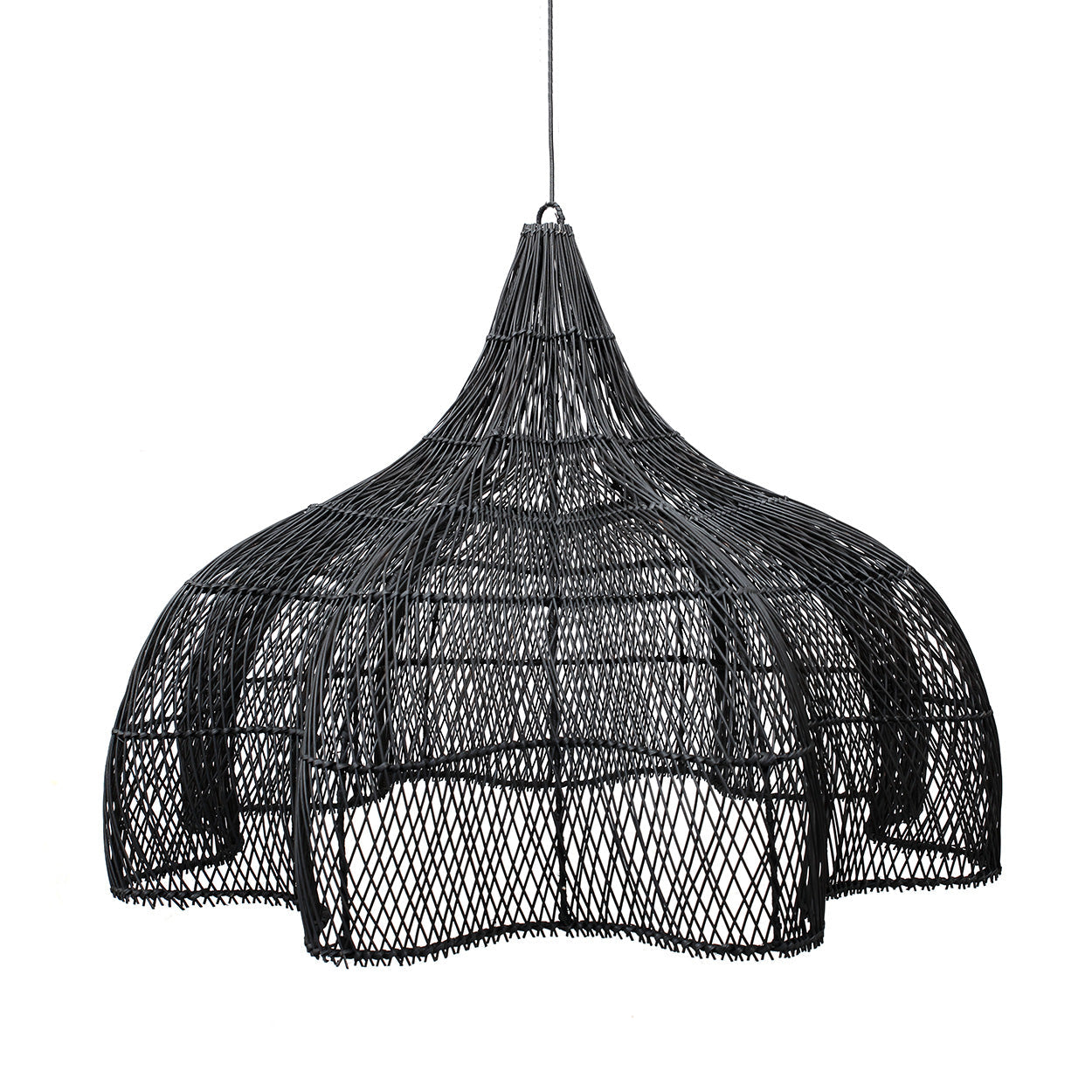 Abat-jour de suspension Whipped en rotin noir 110 cm