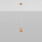 Suspension Woody bois naturel, détail des facettes du bois