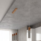 Suspension Zane 1 bois et béton gris, ambiance chaleureuse