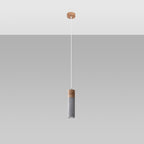 Suspension Zane 1 bois et béton gris, détail du bois et du béton