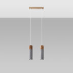 Suspension Zane 2 bois et béton gris, détail du bois et du béton