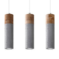 Suspension Zane 3 bois et béton gris, tube bois et béton