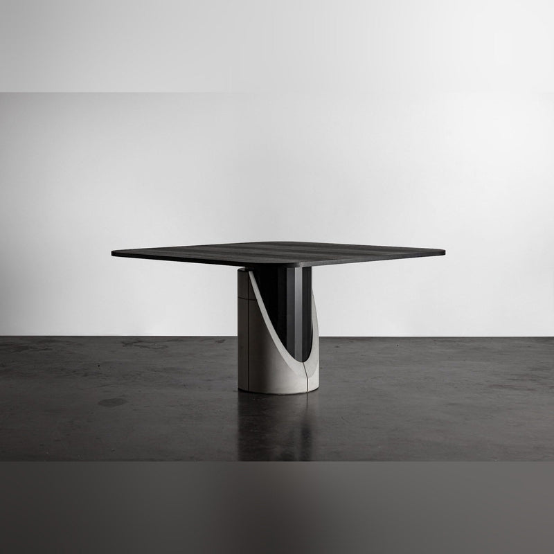 Dimensions Table à manger en béton Sharp carrée 140 cm gris et noir