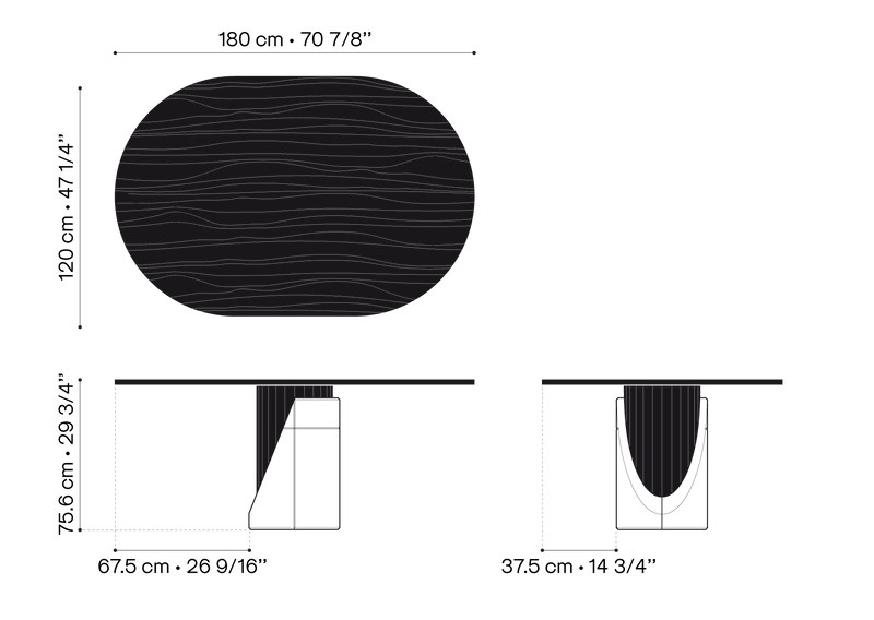 Dimensions Mesa de comedor de hormigón Sharp oblonga