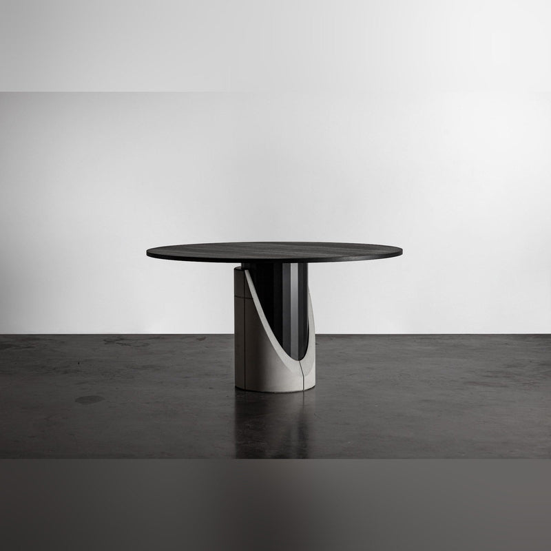 Dimensions Table à manger en béton Sharp ronde 140 cm gris et noir