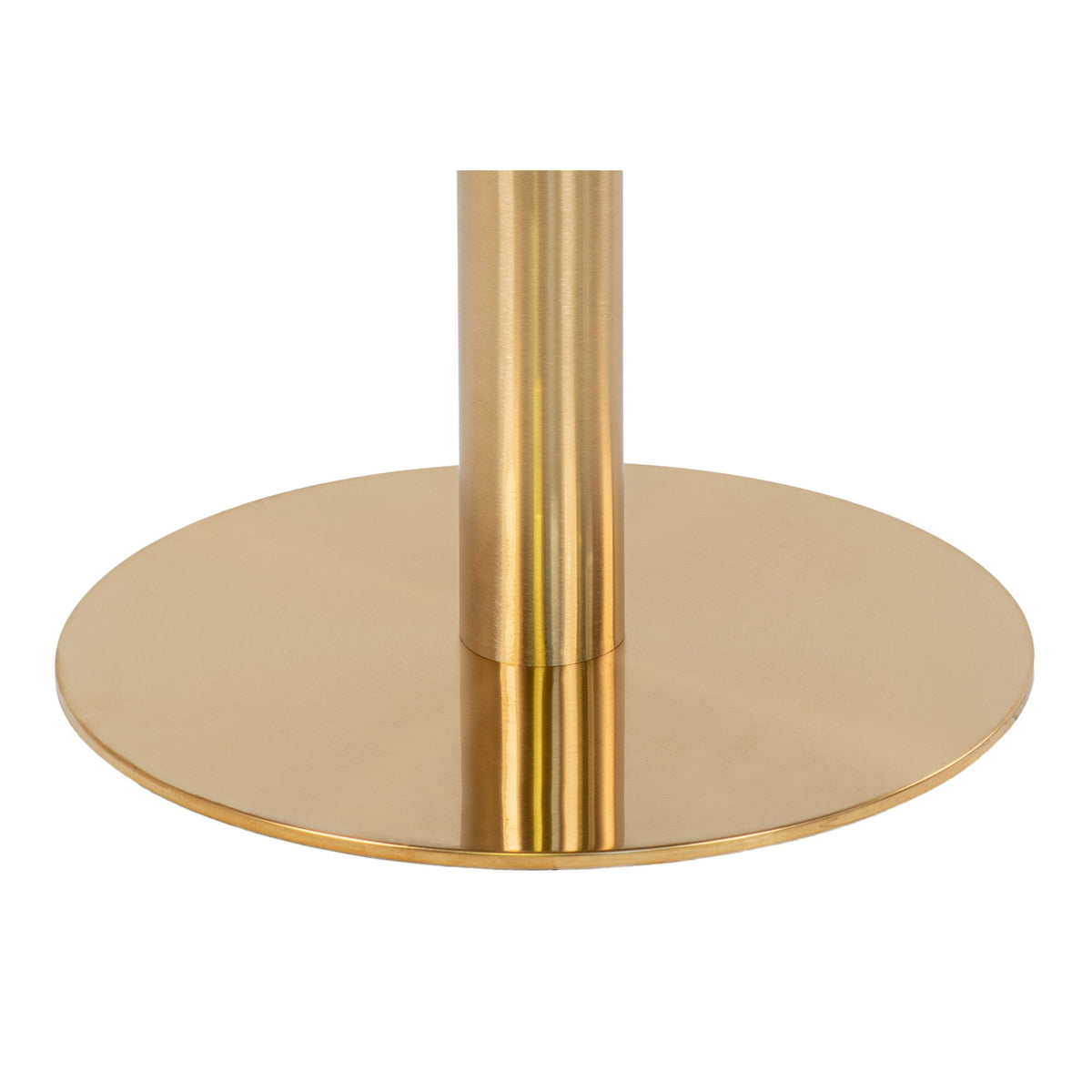 Détail de la colonne dorée de la table Bolzano et de sa base ronde pleine