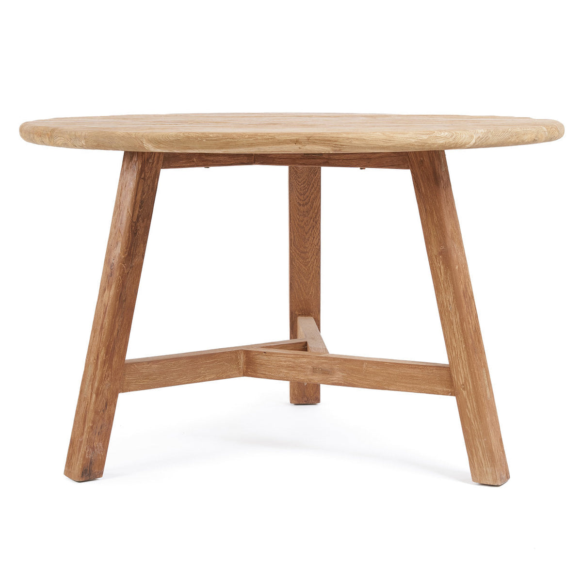 Table à manger ronde Noguchi en teck naturel vue de face