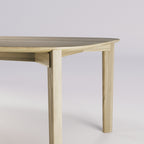 Jonction de la ceinture et d'un pied de la table Soma en chêne naturel