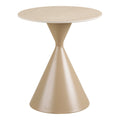 Table d'appoint Annecy plateau céramique travertin pied sablier acier sable Ø50x56 cm vue de face fond blanc