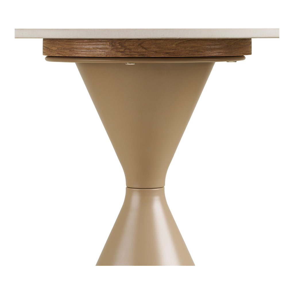 Gros plan texture surface céramique travertin beige veiné table d'appoint Annecy