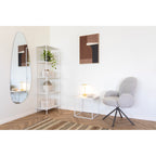 Table Vita blanche ambiance chambre commode graphite et miroir organique