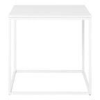 Table d'appoint Vita blanche vue de face plateau mélaminé cadre métal carré blanc