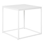 Table d'appoint Vita blanche vue trois quarts cadre tubulaire métal blanc 45x45x45 cm