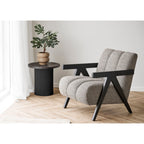 Table d'appoint Boavista ronde brun foncé base cannelée noire vue ambiance salon