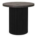 Table d'appoint Boavista ronde ø48 cm base cylindrique cannelée noire fond blanc