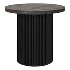 Table d'appoint Boavista ronde ø48 cm base cylindrique cannelée noire fond blanc