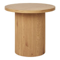 Table d'appoint ronde Boavista colonne cannelée chêne naturel vue de face Ø48 cm