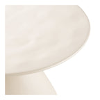 Détail plateau disque métal émaillé blanc cassé mat table Calais col resserré