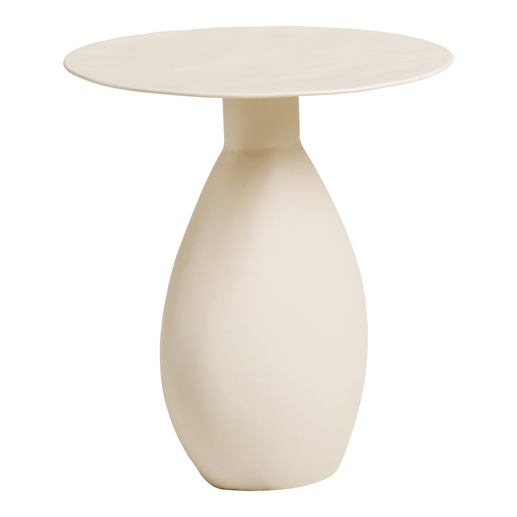 Table d'appoint Calais blanc cassé forme vase organique vue trois quarts