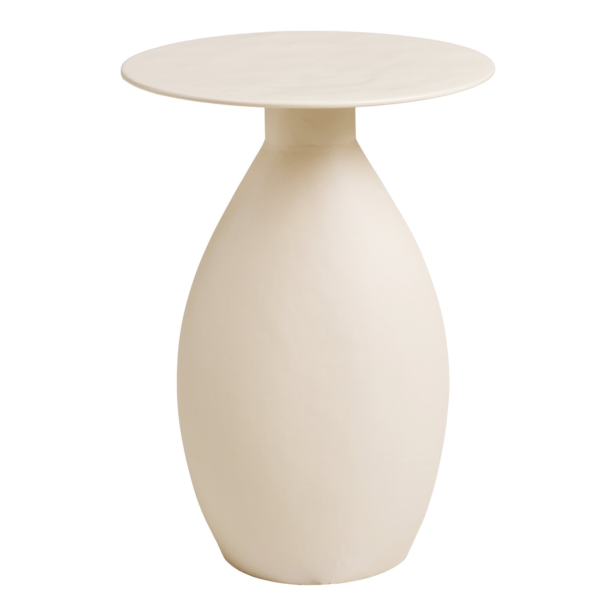 Table d'appoint Calais grand modèle métal émaillé blanc cassé Ø36 H50 vue face