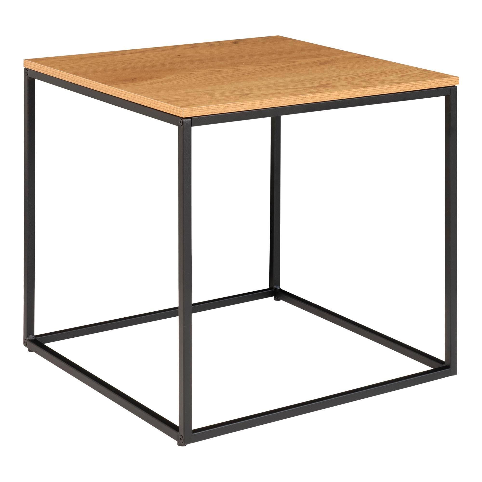 Table d'appoint Vita chêne naturel cadre noir vue trois quarts fond blanc
