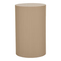 Table d'appoint colonne cannelée Farense sable foncé vue de face Ø30 H50 cm
