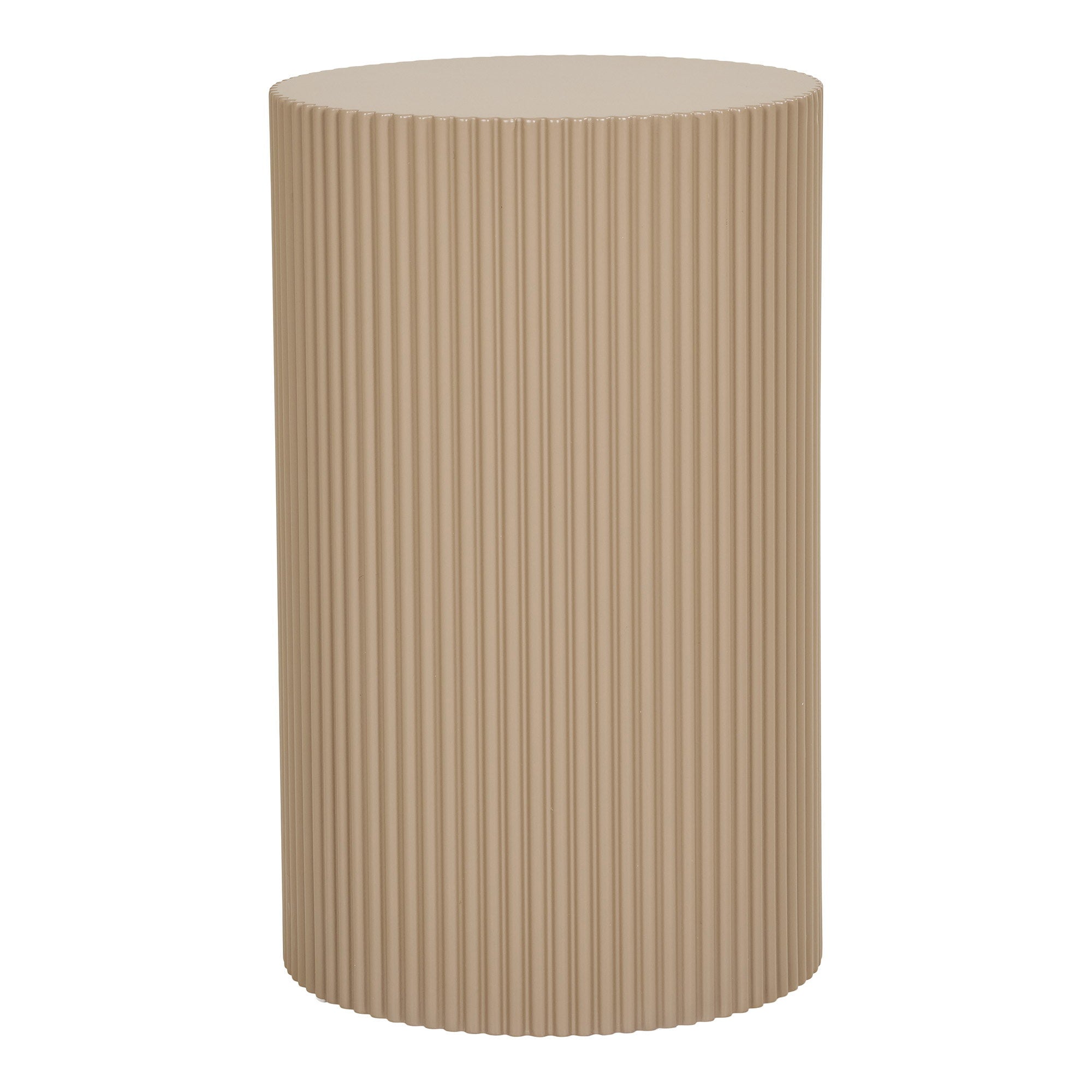 Table d'appoint colonne cannelée Farense sable foncé vue de face Ø30 H50 cm