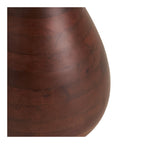 Détail socle bois manguier massif tourné teinté brun foncé texture naturelle