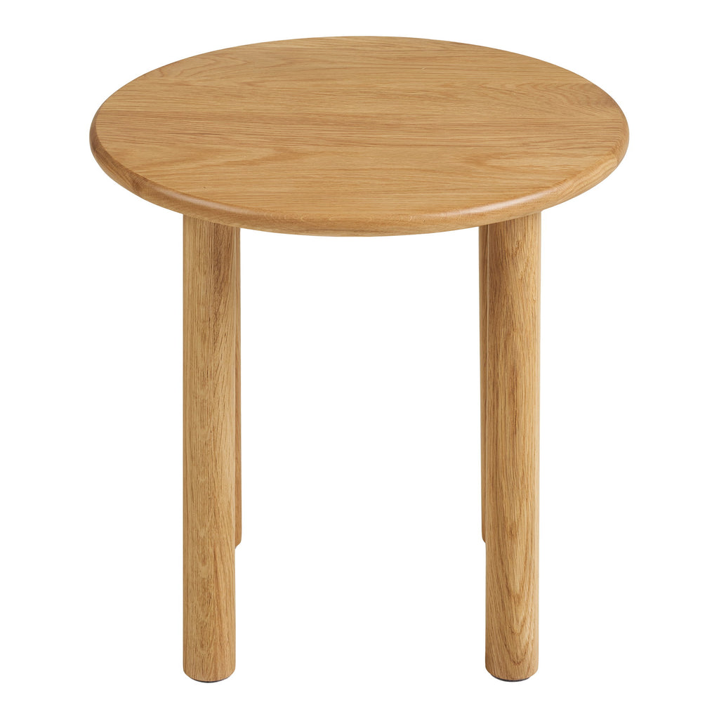 Table d'appoint Jena chêne naturel massif Ø40x40 cm quatre pieds ronds vue de face fond blanc