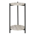 Table d'appoint Leuven 2 plateaux effet travertin beige ø27x46 cm pieds métal noir vue face