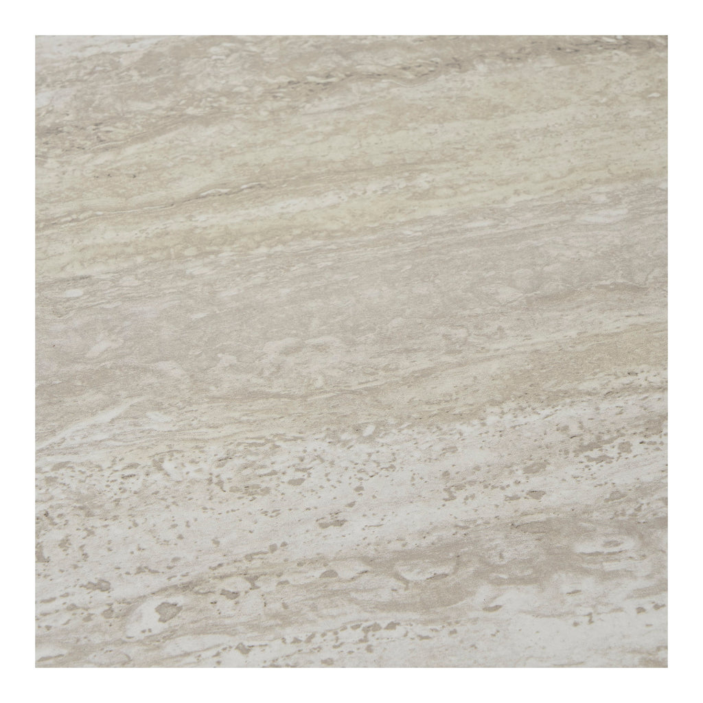 Table d'appoint Leuven détail texture surface travertin beige gris naturel
