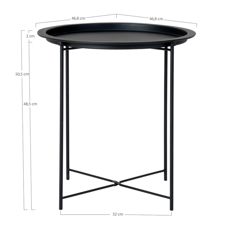 Dimensions Bastia End Table – Black Metal Top – Ø 47 × 50 cm