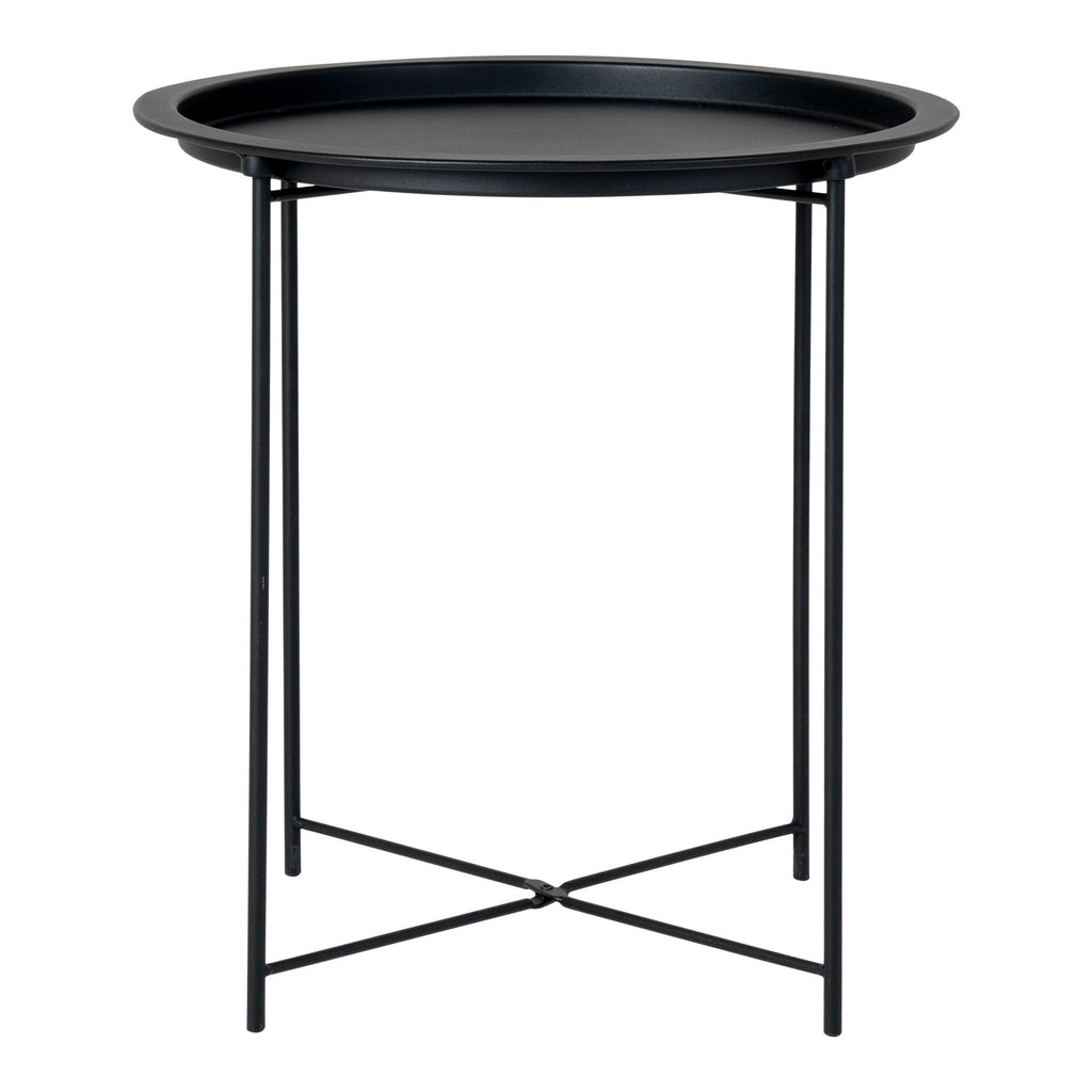 Table d'appoint Bastia acier noir mat vue de face plateau rebord pieds fins