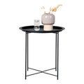 Table Bastia noir plateau rond avec vase céramique et photophore décoration