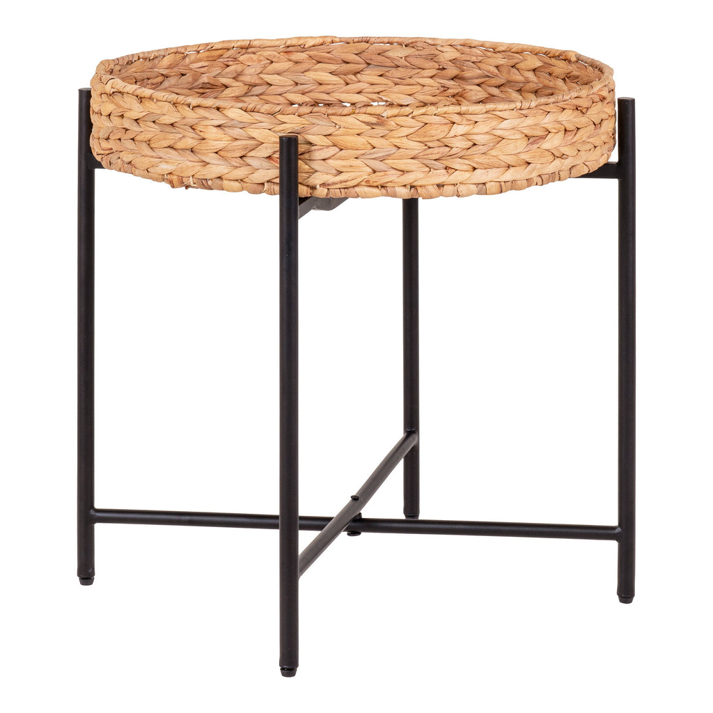 Détail tressage jacinthe d'eau naturelle plateau table d'appoint Naro texture artisanale