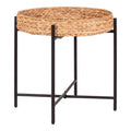 Détail tressage jacinthe d'eau naturelle plateau table d'appoint Naro texture artisanale